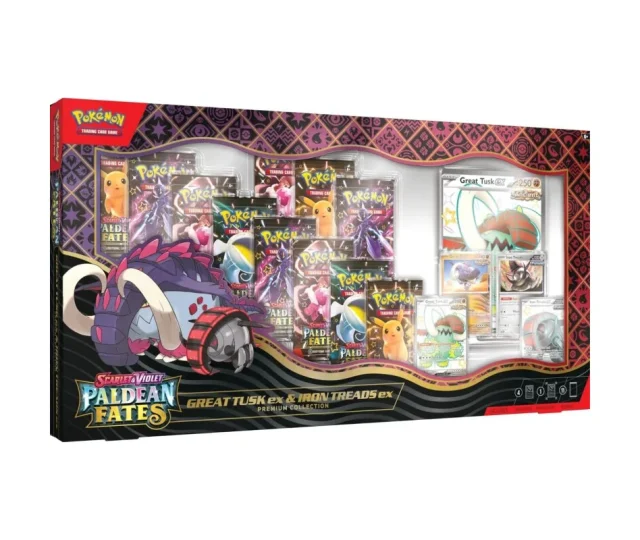 Pokemon TCG – Scarlet & Violet 4.5: Paldean Fates Premium Collection – Great Tusk ex & Iron Treads ex – English Vásárold meg a Cardverse webshopban