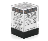 Chessex Dice D6 Set 12mm - Dark Grey with copper pips (36x) Vásárold meg a Cardverse webshopban