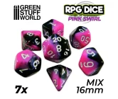 Green Stuff World - 7x Mix 16mm Dice - Pink Swirl Vásárold meg a Cardverse webshopban