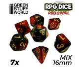 Green Stuff World - 7x Mix 16mm Dice - Red Swirl Vásárold meg a Cardverse webshopban