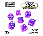 Green Stuff World - 7x Mix 16mm Dice - Clear Blue/Purple Vásárold meg a Cardverse webshopban