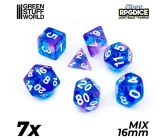 Green Stuff World - 7x Mix 16mm Dice - Light Blue - Purple Vásárold meg a Cardverse webshopban
