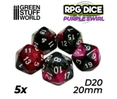 Green Stuff World - 5x D20 20mm Dice - Purple Swirl Vásárold meg a Cardverse webshopban